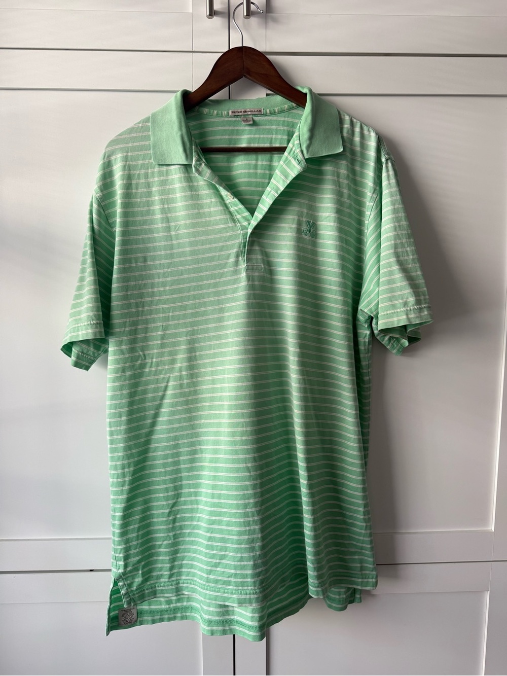 Peter Millar Mint Striped Polo Shirt L 100% Cotton